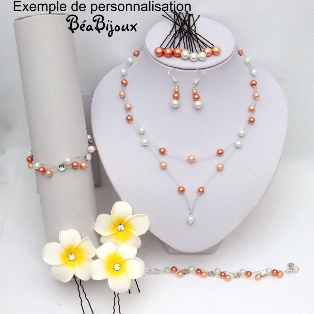 Collier mariage blanc et gris Collier mariage blanc et gris