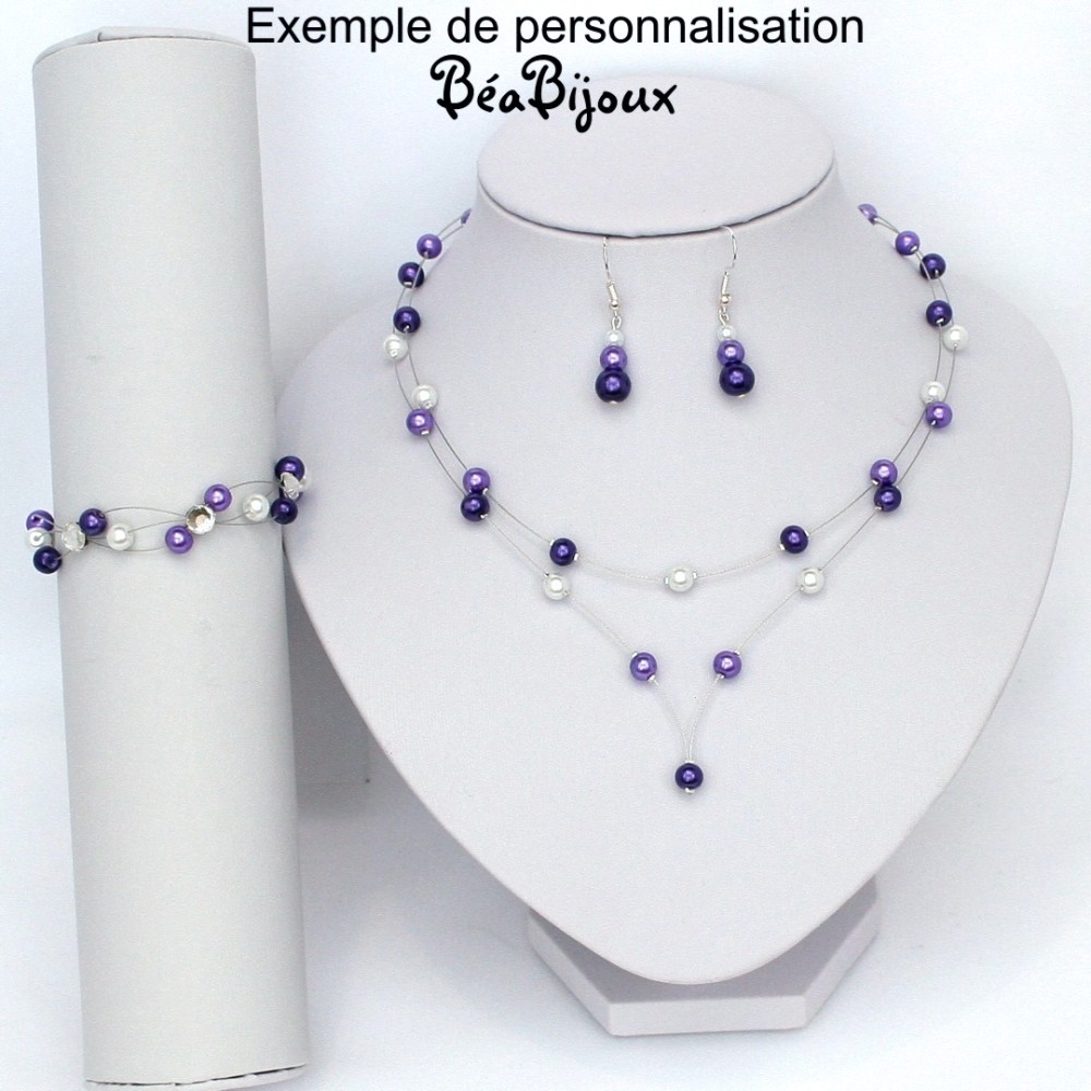 Collier mariage blanc et gris Collier mariage blanc et gris