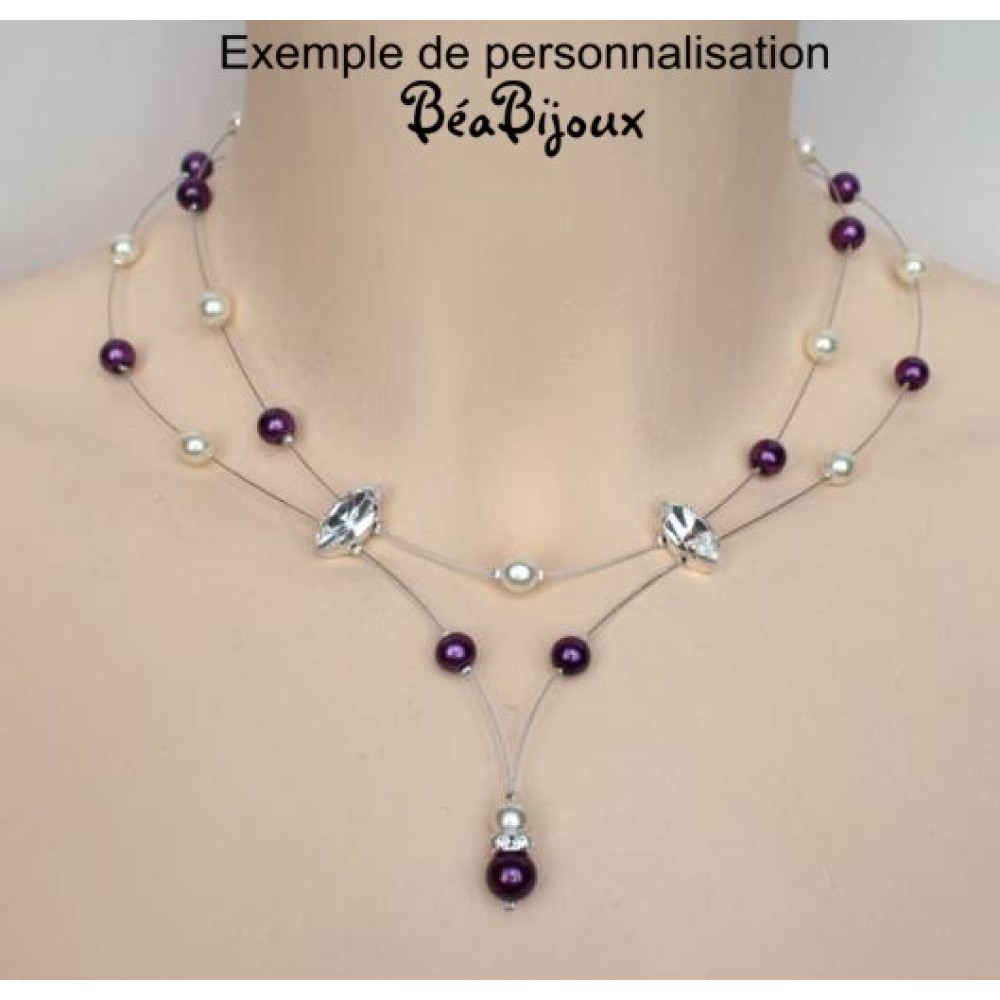 Collier mariage blanc cristal et strass Collier mariage blanc cristal et strass