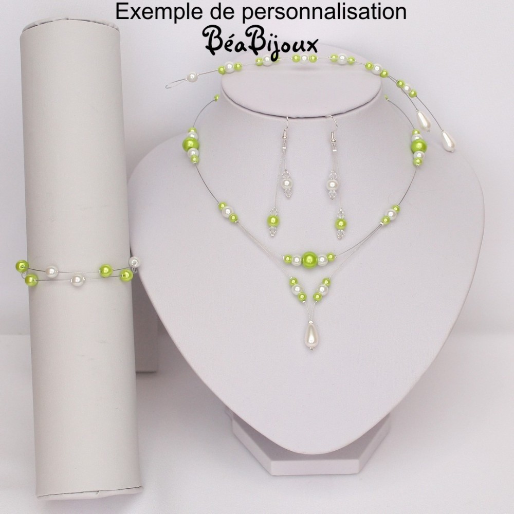 Collier mariage ivoire et bordeaux