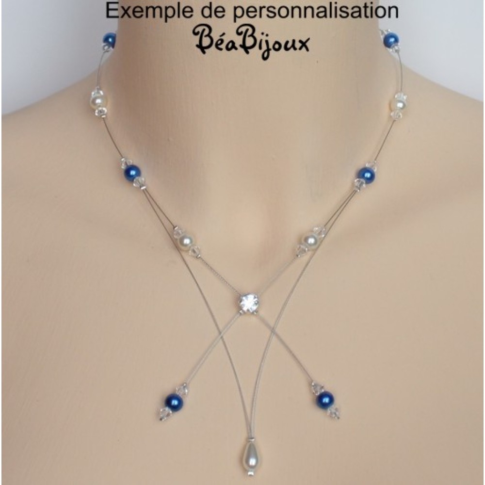 Collier mariage blanc cristal et strass Collier mariage blanc cristal et strass
