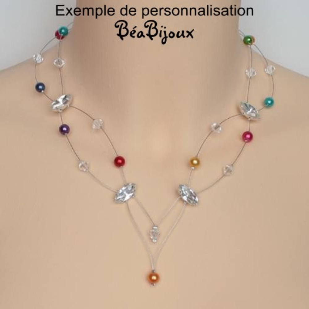Collier mariage blanc cristal et strass