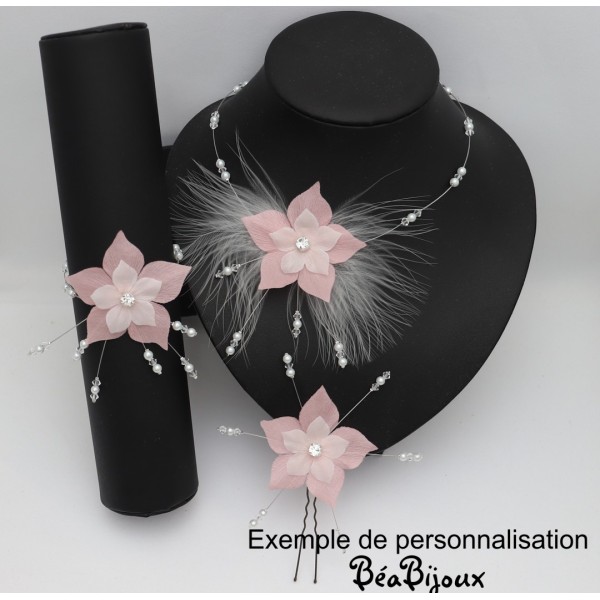 Collier Bordeaux/Ivoire/Blanc/Cristal Fleur Perle Mariée/Mariage/Soirée robe