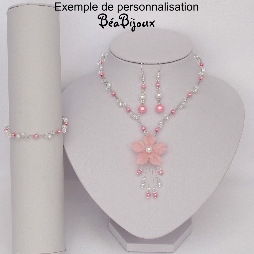 Collier mariage fleur blanc cristal Collier mariage fleur blanc cristal