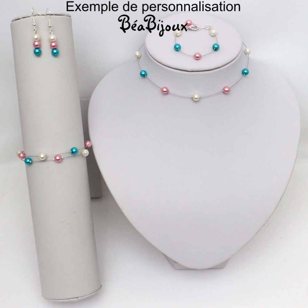 Collier mariage ivoire et bordeaux Collier mariage ivoire et bordeaux