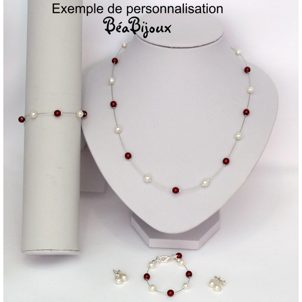 Collier mariage ivoire et bordeaux Collier mariage ivoire et bordeaux