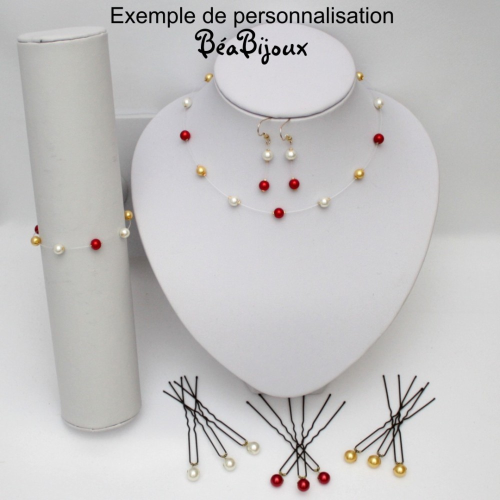 Collier mariage ivoire et bordeaux Collier mariage ivoire et bordeaux