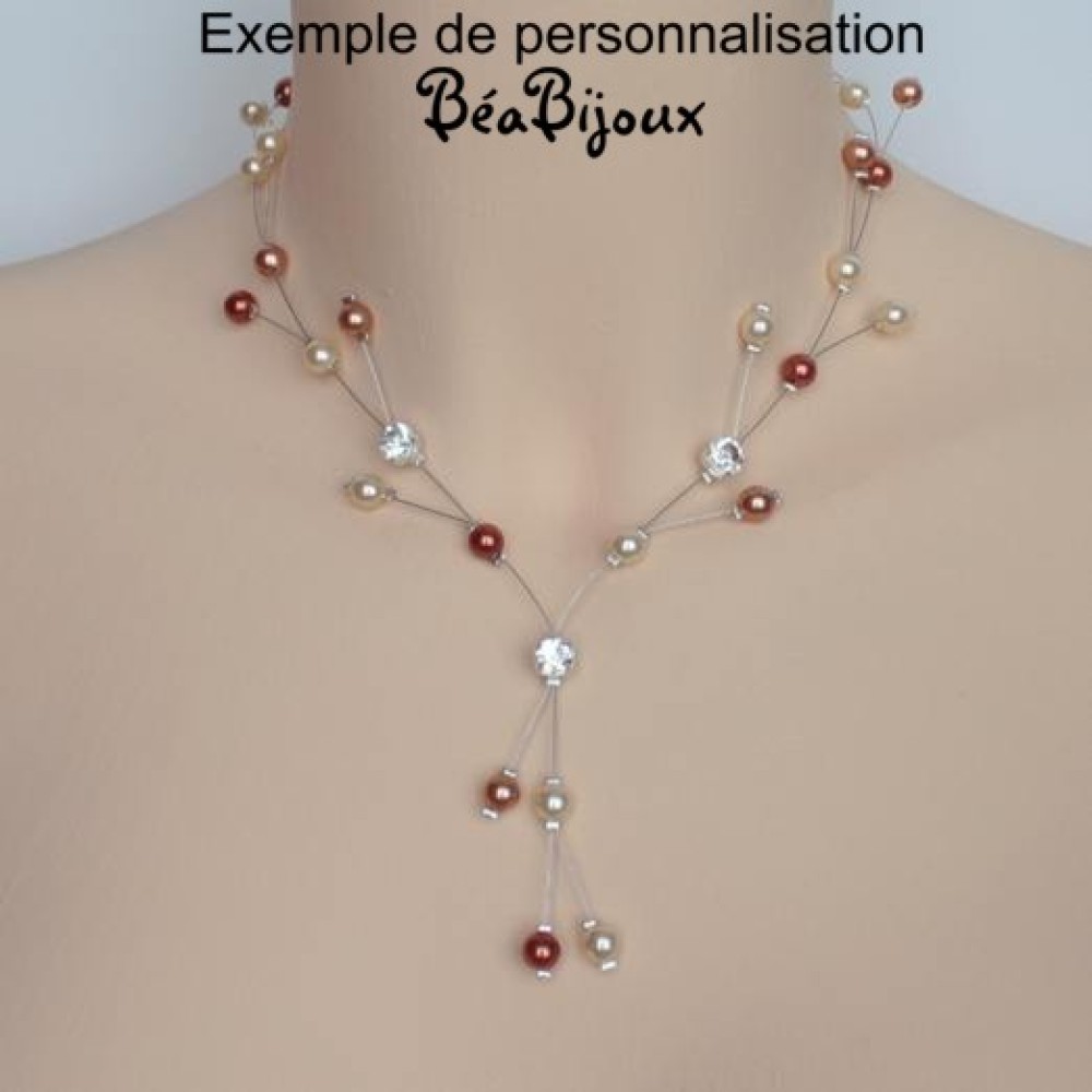 Collier mariage ivoire turquoise + strass Collier mariage ivoire turquoise + strass
