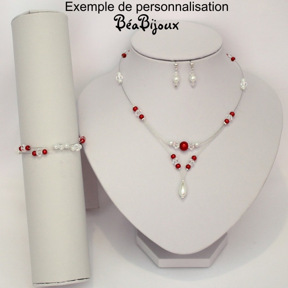Collier mariage blanc et cristal