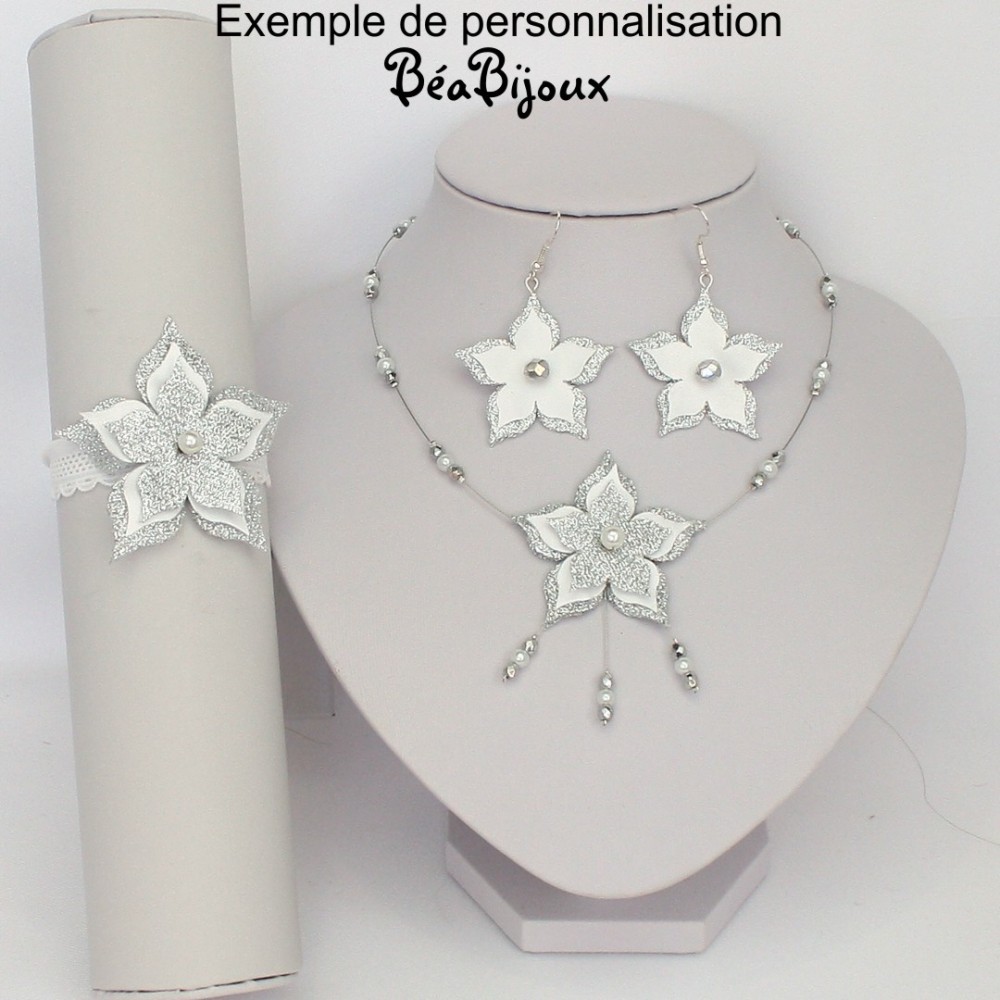 Collier mariage fleur blanc et or Collier mariage fleur blanc et or