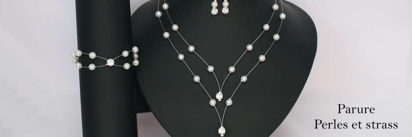 Parure mariage blanc et strass PA1276A