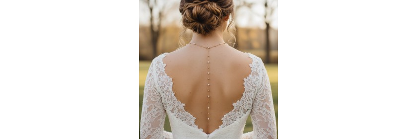 Bijou de dos perles blanches et dorées BD5010
