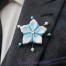 Broche mariage fleur blanc turquoise BRO299