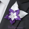 Broche Boutonnière Mariage Blanc Violet BRO360A