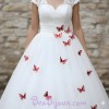 Broche ou boutonnière papillon rouge blanc BRO357