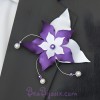 Broche boutonniere fleur et perles blanc violet BRO360B