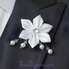 Broche mariage fleur blanche BRO348