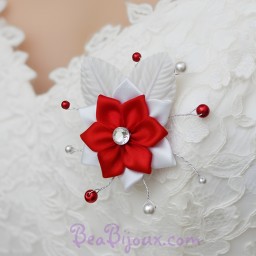 Broche mariage rouge et blanc BRO349