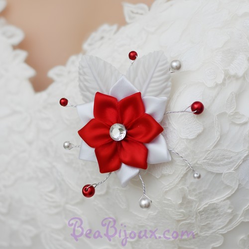 Broche mariage rouge et blanc