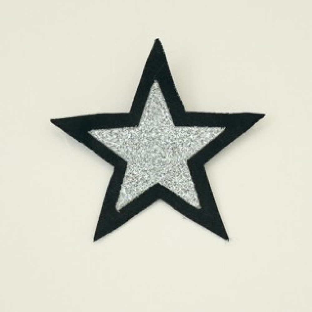 Broche boutonnière étoile noir et argent