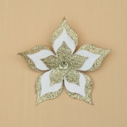 Broche boutonnière mariage fleur blanche et or BRO1272A