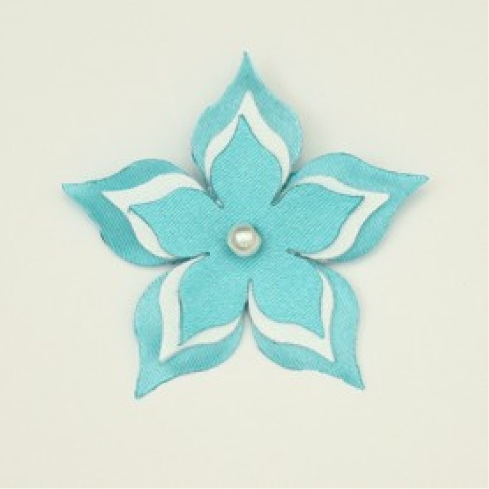 Broche  boutonnière mariage fleur turquoise blanc