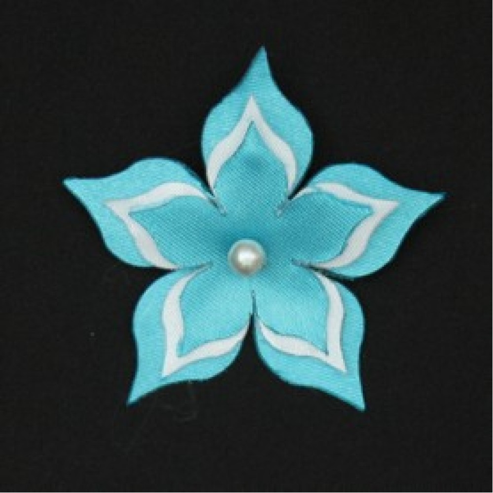 Broche  boutonnière mariage fleur turquoise blanc