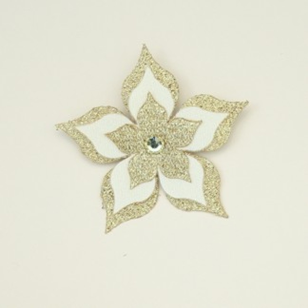 Broche boutonnière mariage fleur blanche et or