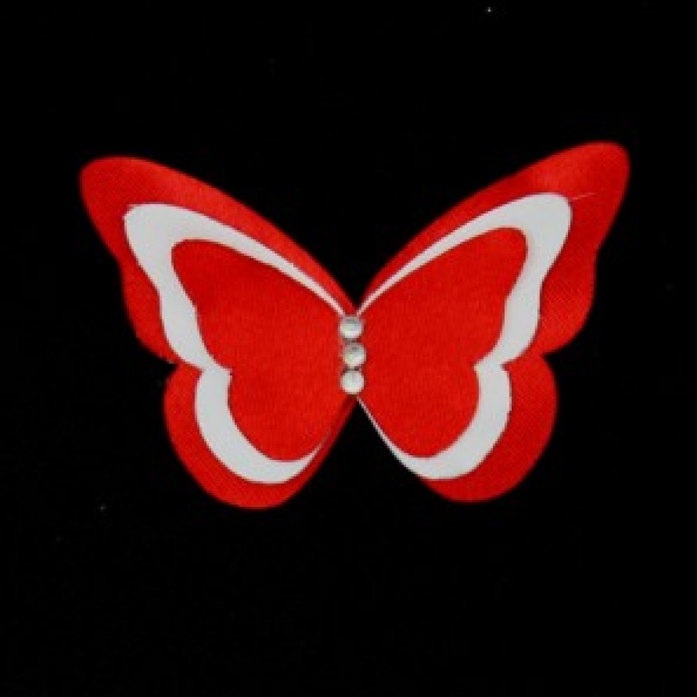 Broche ou boutonnière papillon rouge blanc