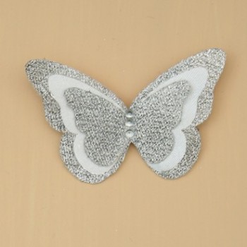 Broche boutonnière mariage papillon blanc argent BRO1271