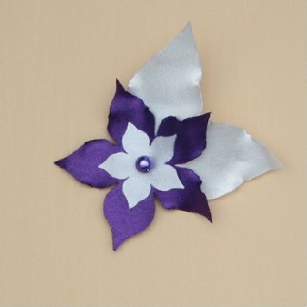 Broche Boutonnière Mariage Blanc Violet