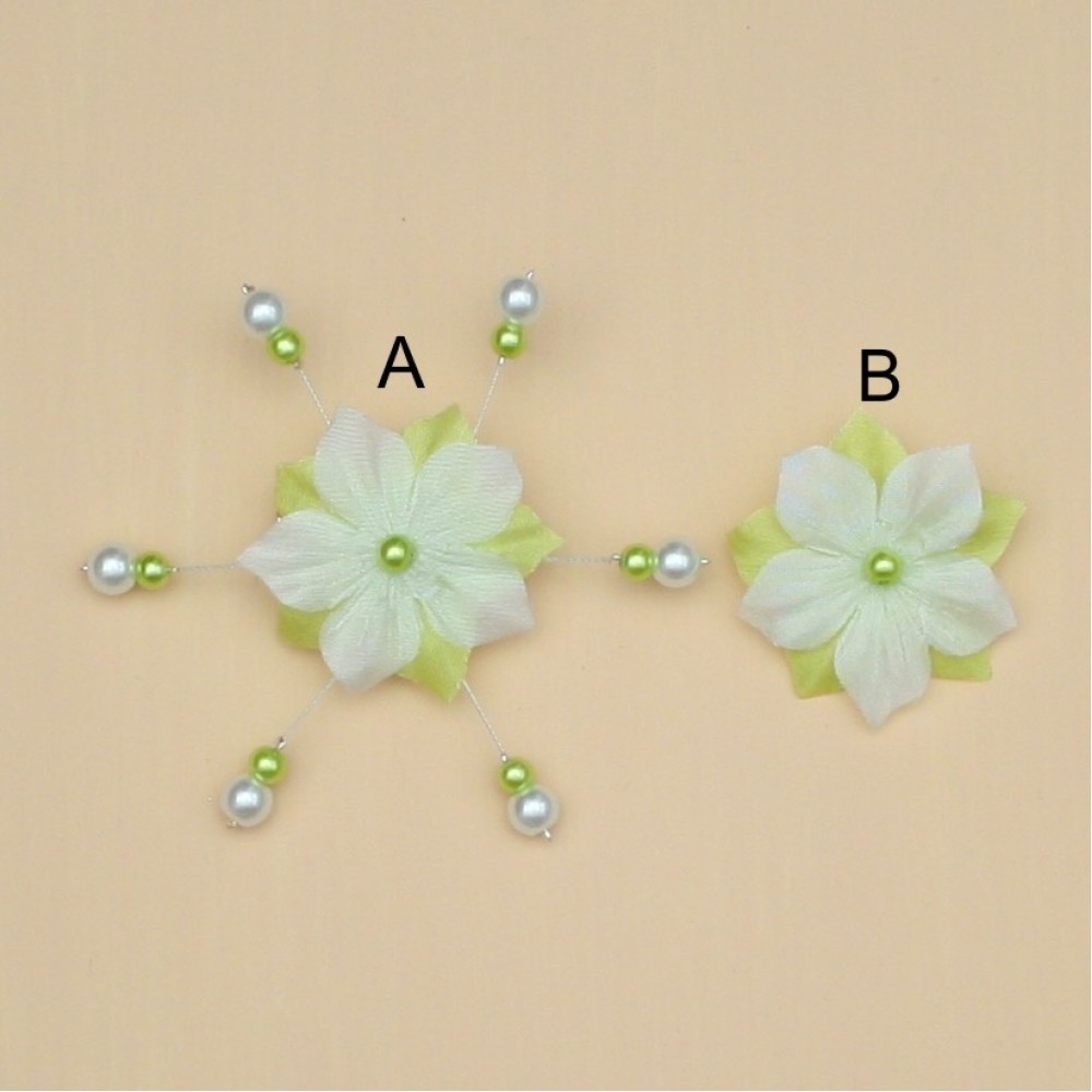 Broche boutonnière mariage fleur blanc vert anis