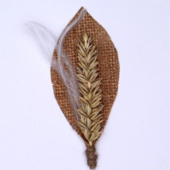 Boutonnière ou Broche feuille jute et blé BRO370