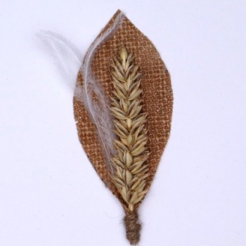 Boutonnière ou Broche feuille jute et blé BRO370