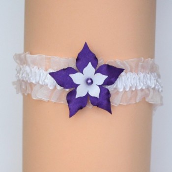 Jarretière mariage fleur blanc et violet JA360