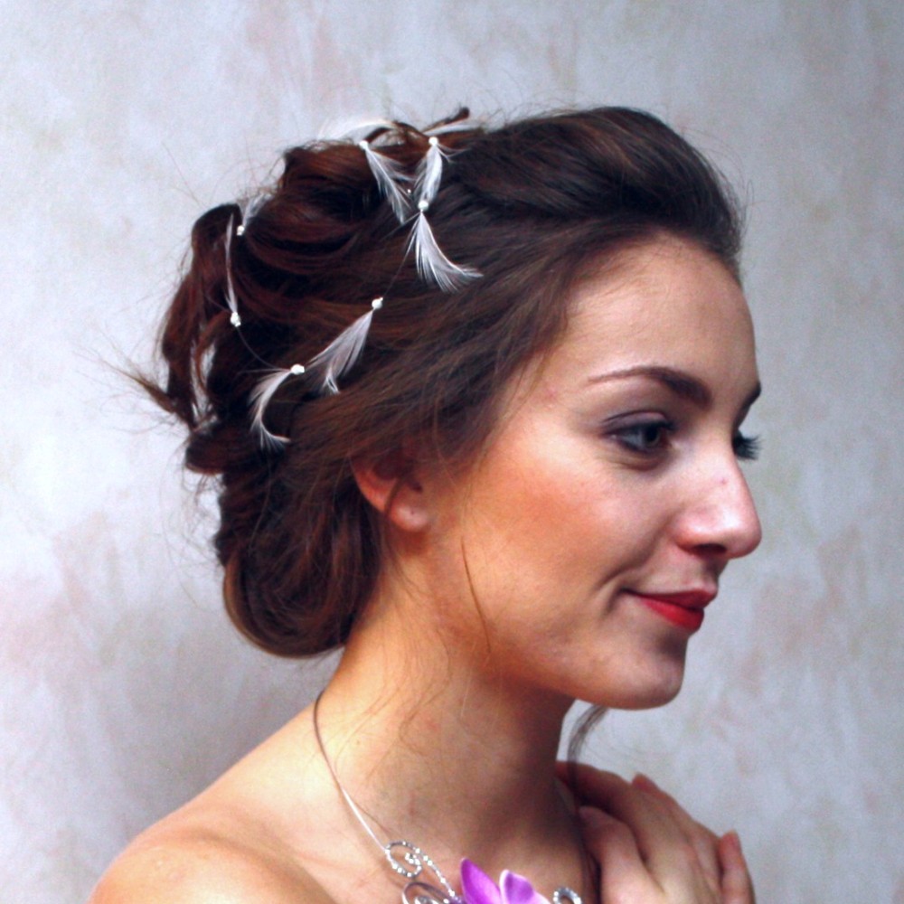 Fil perles et plumes blanc