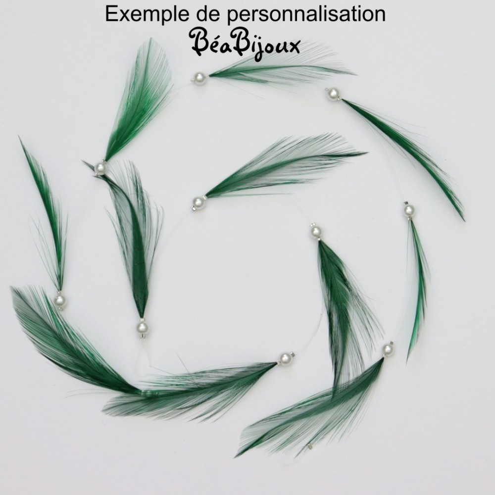 Fil perles et plumes blanc
