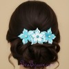 Barrette mariage fleur turquoise et blanc BAR359