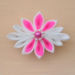 Barrette à cheveux mariage fleur blanc et fuchsia BA2002A