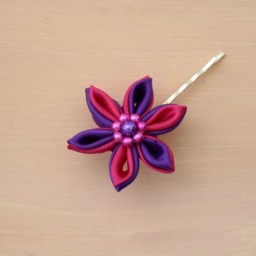 Pince à cheveux fleur violet et rose PI013A