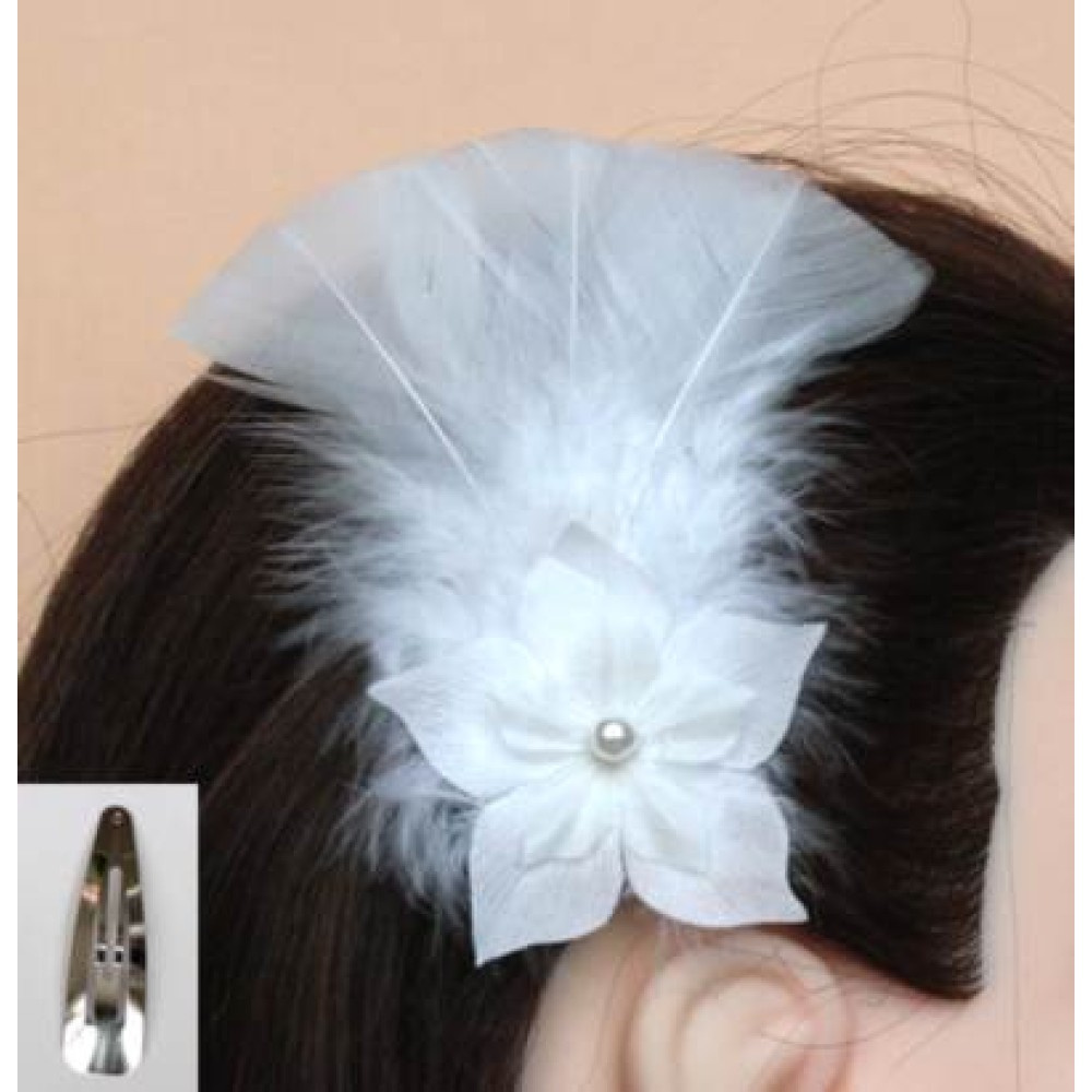 Pince à cheveux mariage blanc fleur plumes Pince à cheveux mariage blanc fleur plumes