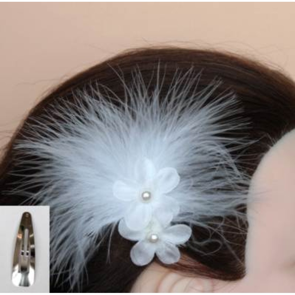 Pince à cheveux mariage blanc plumes fleurs Pince à cheveux mariage blanc plumes fleurs