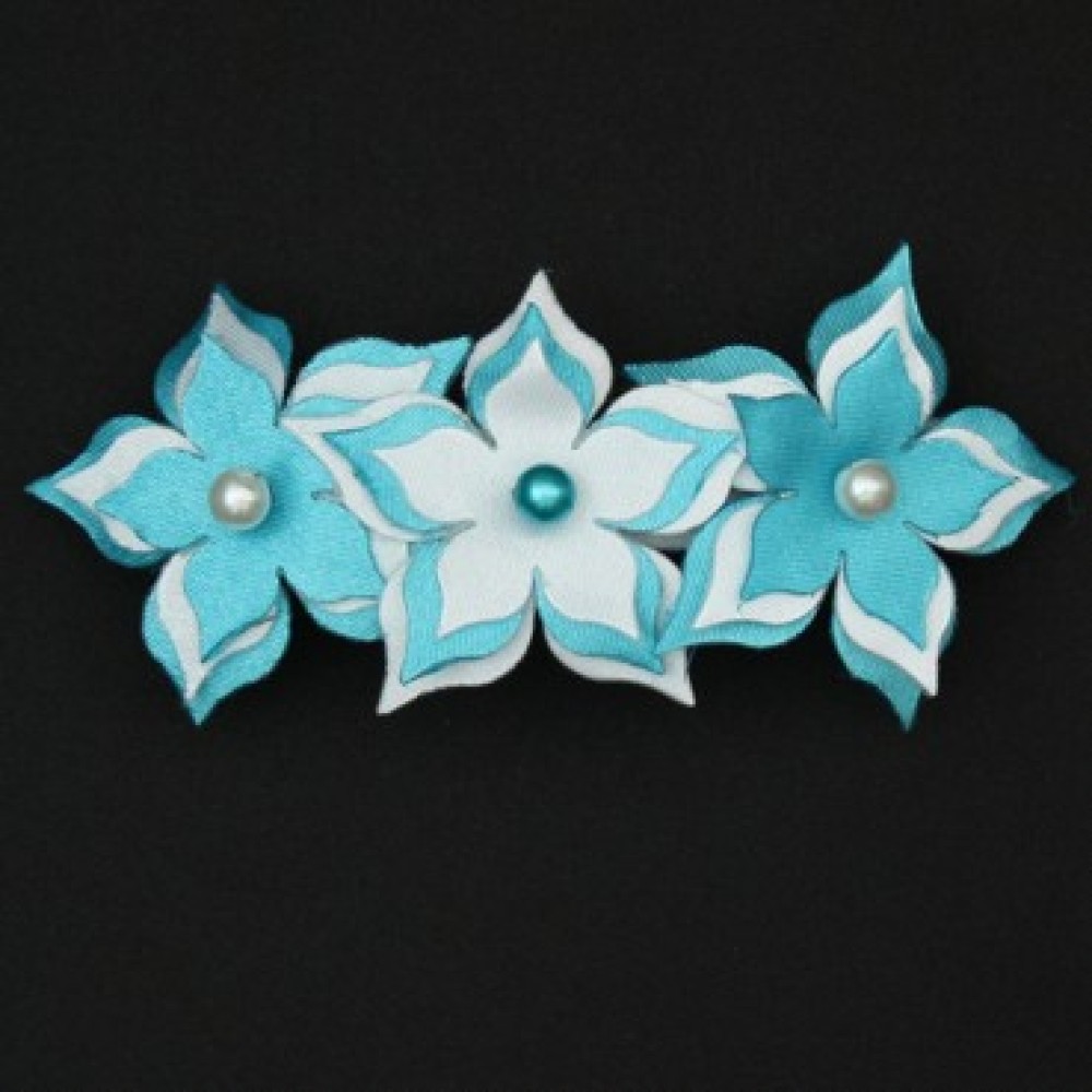 Barrette mariage fleur turquoise et blanc Barrette mariage fleur turquoise et blanc