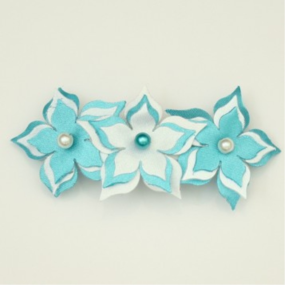 Barrette mariage fleur turquoise et blanc
