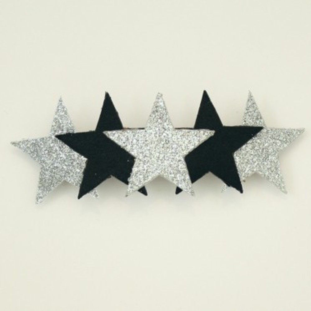 Barrette mariage étoile noir et argent