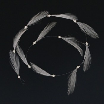 Fil perles et plumes blanc AC1005