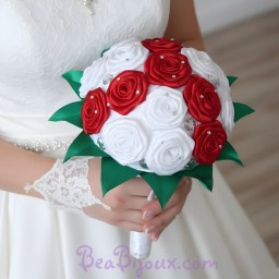 Bouquet de fleurs blanc et rouge BF1004A
