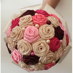 Bouquet de fleurs ivoire rose fuchsia bordeaux BF1001A