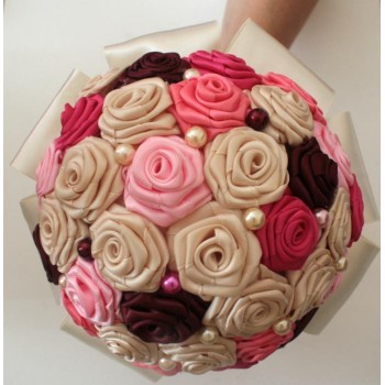 Bouquet de fleurs ivoire rose fuchsia bordeaux BF1001A
