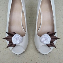 Clips chaussures mariage blanc et chocolat CC001